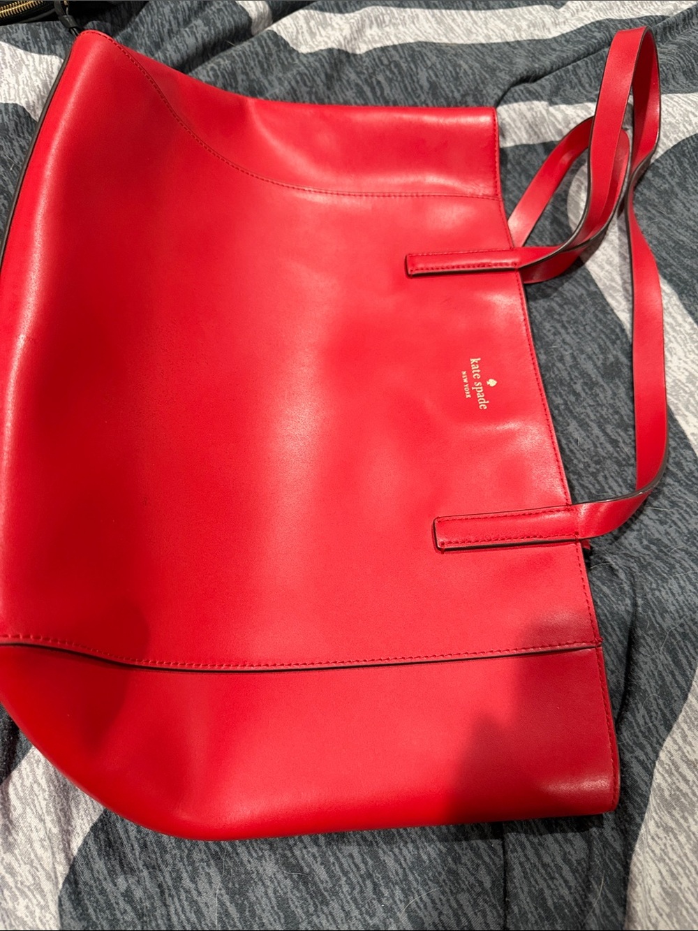 kate spade Red Leather Tote with Gold Logo